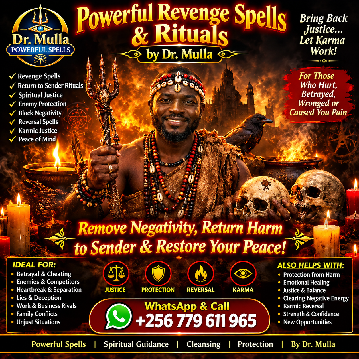 Revenge voodoo spells to restore the balance when someone has wronged you, hurt you or taken something away of value from you. Voodoo revenge spells to get the ultimate revenge against your enemies. Get justice using revenge spells for thieves & revenge spells for people who have harmed you. Hex a person & have the ultimate revenge with voodoo revenge spells. Cause harm, bad luck, disaster & sickness on your enemies using voodoo revenge spells to retaliate back with love revenge spells, business revenge spells, job revenge spells, thief revenge spells, and money revenge spells.